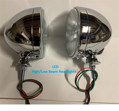 Led High Low Beam Chrome Headlights Rat Hot Rod Dune Buggy Bug Vw