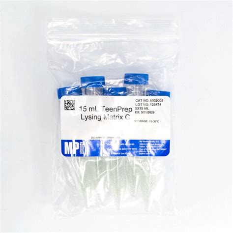 MP Biomedicals TeenPrep Lysing Matrix C 15 ML Tubes Tubos De 5 X 15