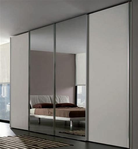 Sliding bedroom wardrobe with mirror in center-in Wardrobes from ...