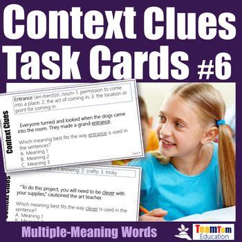 Multiple Meaning Words Task Cards Multiple Meaning Words Context