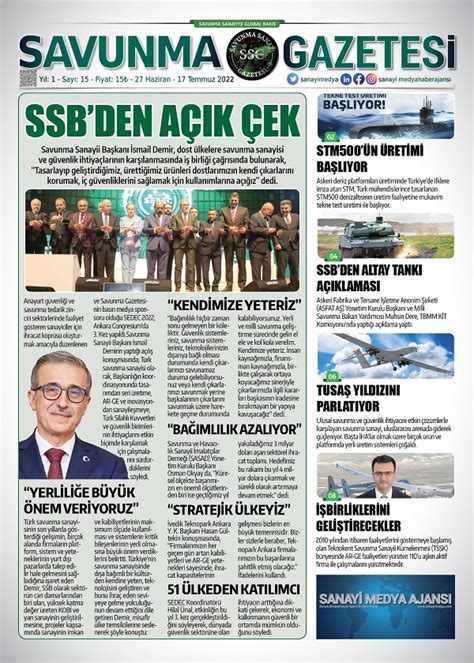 SAVUNMA SANAYİ GAZETESİ Sayı15 SAVUNMA GAZETESİ DEFENCE NEWSPAPER