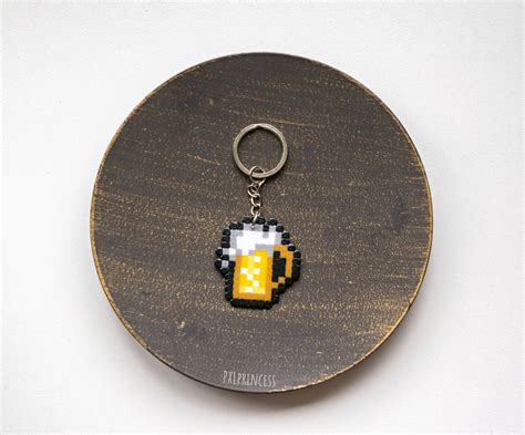 Beer Mug Keychain Pixel Art Beer Bit Beer Hama Perler Beads Etsy