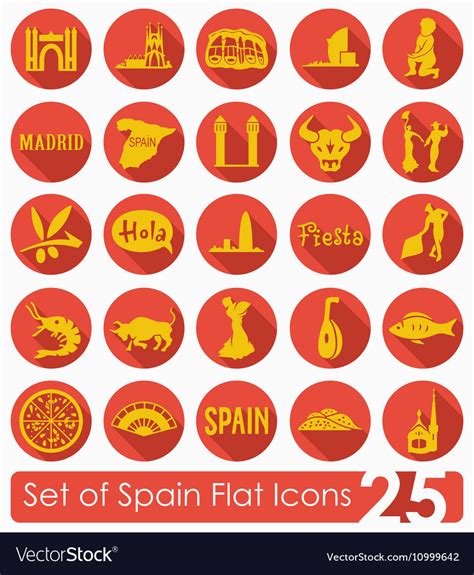 Set Of Spain Icons Royalty Free Vector Image Vectorstock