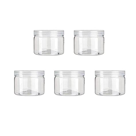 HOMEMAXS 5Pcs PET Plastic Empty Storage Containers Cases With Lids Caps