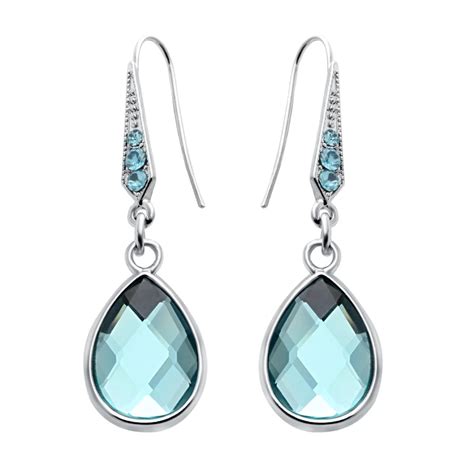 New Arrival Crystal Drop Earrings Light Crystal Earrings Teal Blue ...