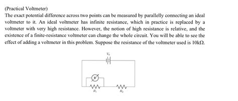 Answered: (Practical Voltmeter) The exact potential difference across ... 