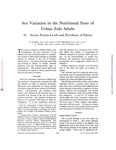 Pdf Sex Variation In The Nutritional State Of Urban Zulu Adults Ii