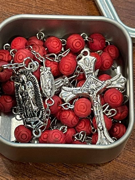 Gorgeous Our Lady Of Guadeloupe Rose Scented Rosary W Clear Etsy