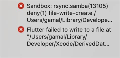 Error While Build IOS App In Xcode Sandbox Rsync Samba 13105 Deny