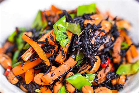 japanese hijiki seaweed salad hijiki  nimono sudachi