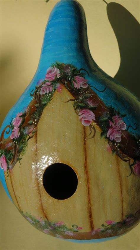 Gourd Birdhouse Painted Garden Decoration Hanging Bird House Rose