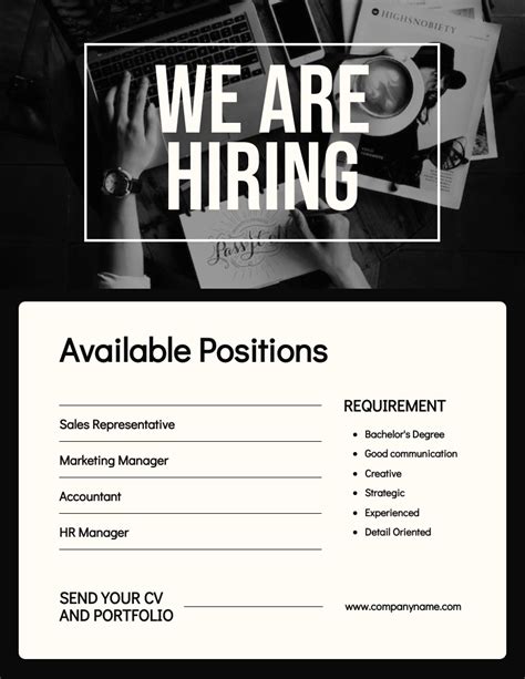 Black And Cream Hiring Poster Venngage