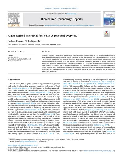 Pdf Algae Assisted Microbial Fuel Cells A Practical Overview