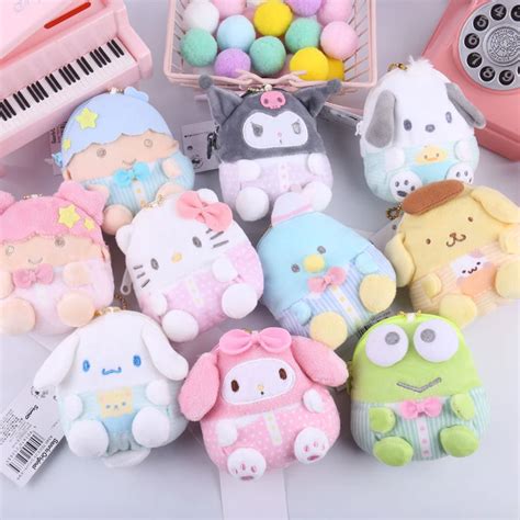 10cm Kawaii Cinnamoroll Sanrio Keychain Plush Pendant Anime Figures My