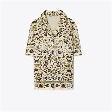 Printed Silk Shirt Women S Designer Tops Tory Burch