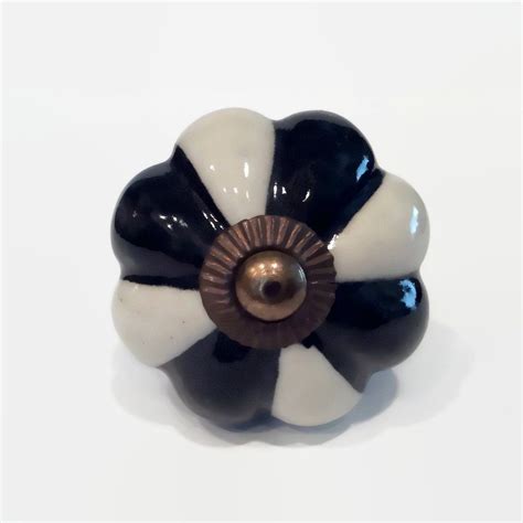 Black And White Porcelain Cabinet Knobs Dresser Drawer Furniture Pulls