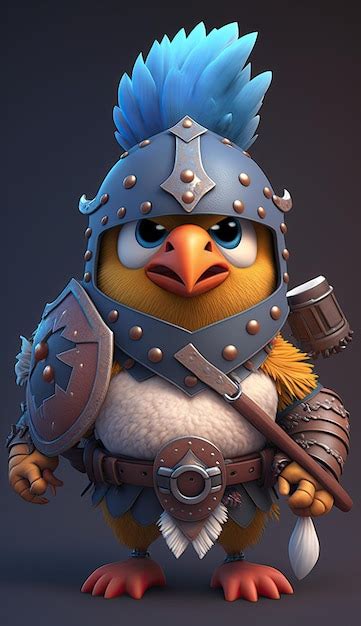 Premium AI Image | Cute Chicken Animal Warrior 3D Game Model Generative AI