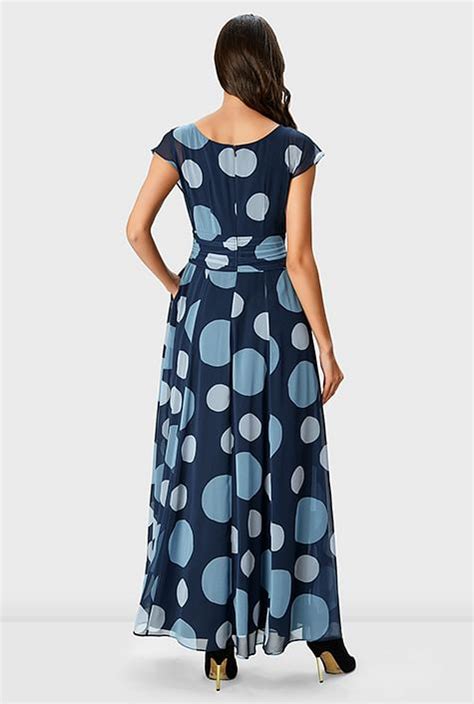 Shop Polka Dot Print Georgette Pleated Empire Dress Eshakti