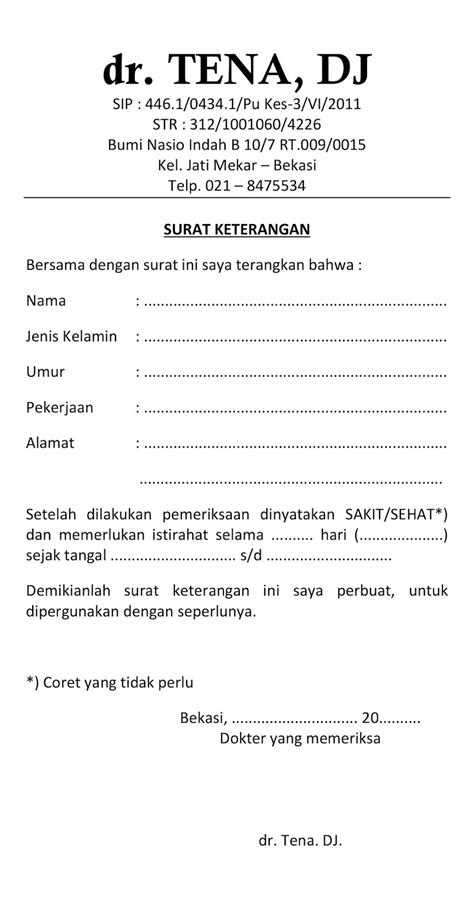 Contoh Surat Keterangan Sehat Sakit Dari Dokter Folder Contoh Surat