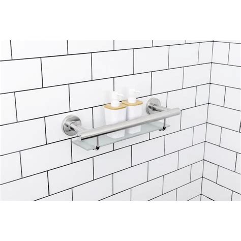 evekare Shower/Bath Shelf with Grab Bar- Stainless Steel in the Grab ...