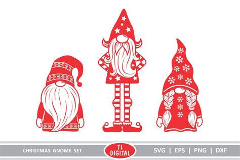 Christmas Gnomes Set Of 3 Gnome Design Eps Dxf Svg Etsy Australia