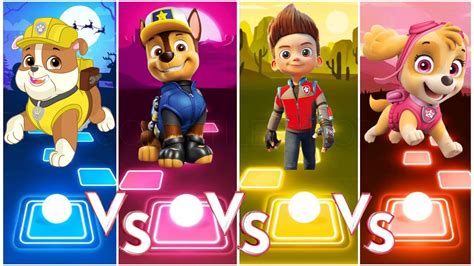 Paw Patrol 💥 Rubble 🆚 Chase 🆚 Ryder 🆚 Skye 💥goes Tiles Hop💥 Youtube