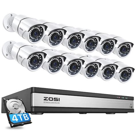 Zosi Channel K Poe Security Cameras System With Tb Hard Drive And