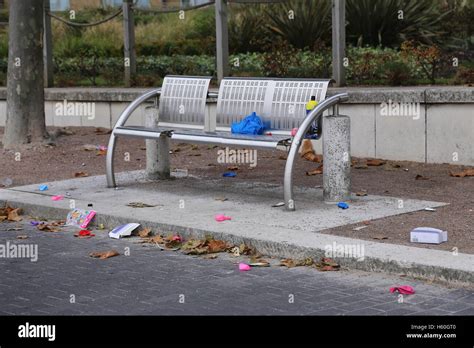 Nitrous Oxide canisters, balloons and boxes litter the Thames Path after youths spend the night ...