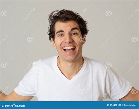 Portrait Of Young Attractive Cheerful Man With Smiling Happy Face