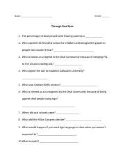 Through Deaf Eyes Questions 1 Docx Name Period Through Deaf Eyes 1