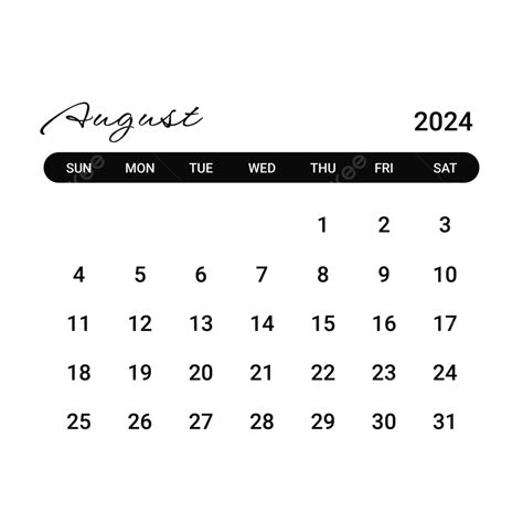 Minimalist Calendar August 2024 Calendar 2024 August 2024 – NBKomputer