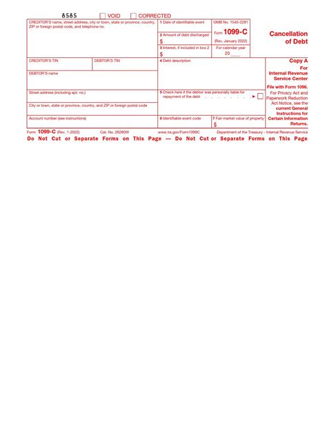 Irs Form 1099 C ≡ Fill Out Printable Pdf Forms Online