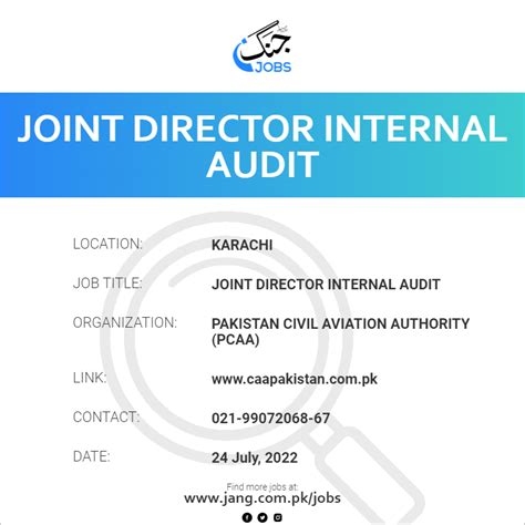 Joint Director Internal Audit Job Pakistan Civil Aviation Authority