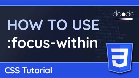 Using The Focus Within CSS Pseudo Class CSS Tutorial YouTube