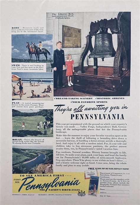 1940 Pennsylvania Vacation - Liberty Bell | Mountain lakes, Poconos