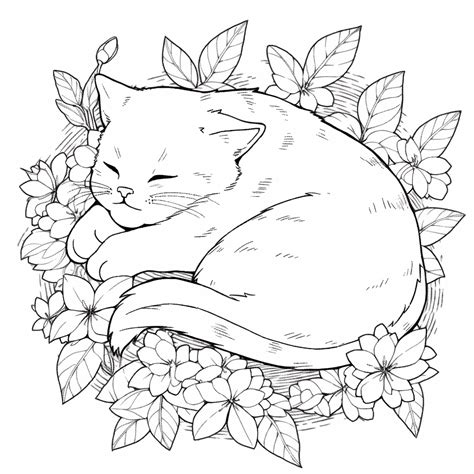 Sleeping Cat Coloring Pages Ai Coloring Pages