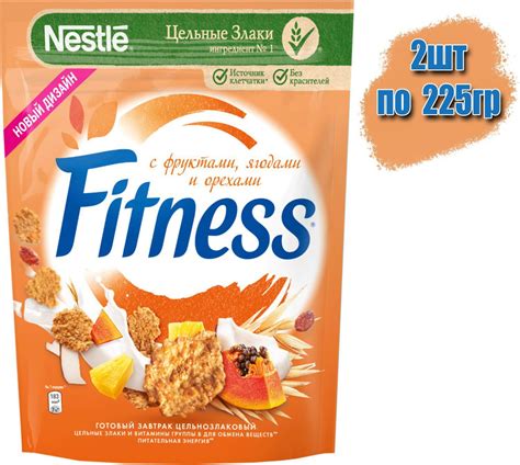 Готовый завтрак Nestle Fitness Хлопья из цельной пшеницы с фруктами ...