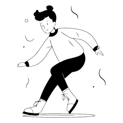 Ilustração vetorial de uma mulher patinando no gelo em pista de