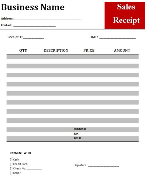 Sales Receipt Format | Free Word & Excel Templates