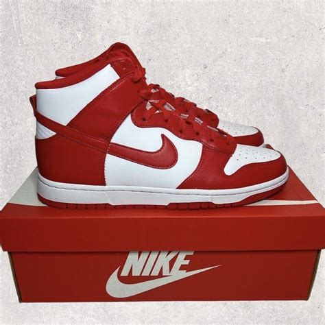 Nike dunk High tops “champion red” Us Mens size 9... - Depop