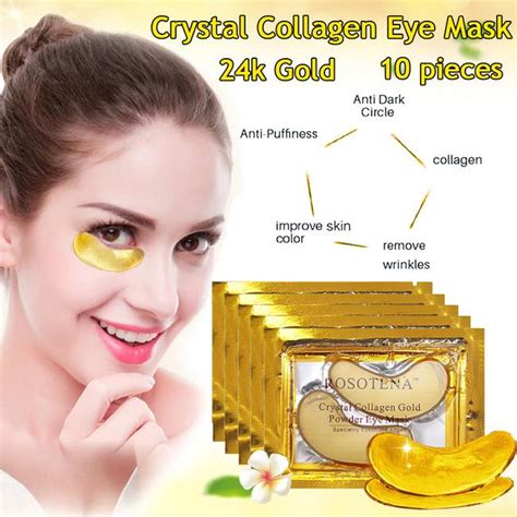 Buy 10 Pieces Women Collagen Eye Mask 24k Gold Crystal Eye Pads For