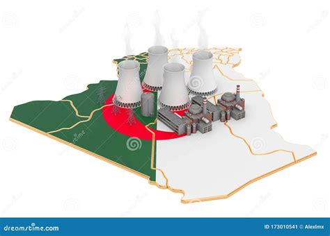 Nuclear Power Stations In Algeria 3D Rendering Stock Illustration