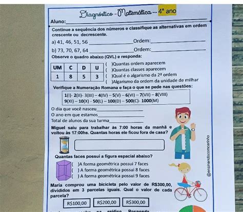 Avaliação De Matemática 4 Ano De Acordo Com A Bncc - Diagnóstico de matemática para o 4º ano de acordo com a BNCC
