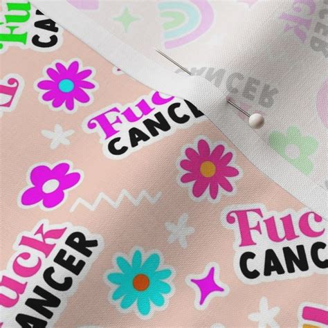 Fuck Cancer Rainbow Fabric Spoonflower