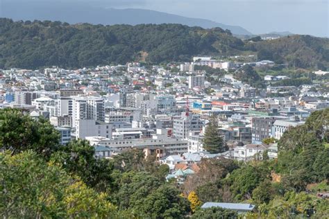 Wellington Aerial Skyline from City Hille on a Sunny Morning, New ...