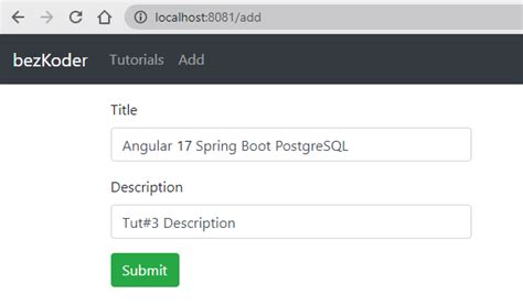 Angular Spring Boot Postgresql Example Crud App Bezkoder