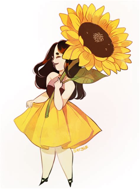 Cartoon Aesthetic Sunflower Drawing