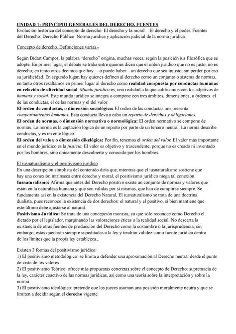 Resumen De Derecho Público Unidad 1 Principio Generales Del Derecho