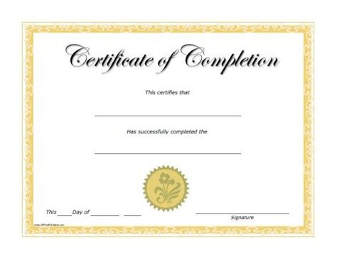 Certificates Of Completion Free Printable Free Printable