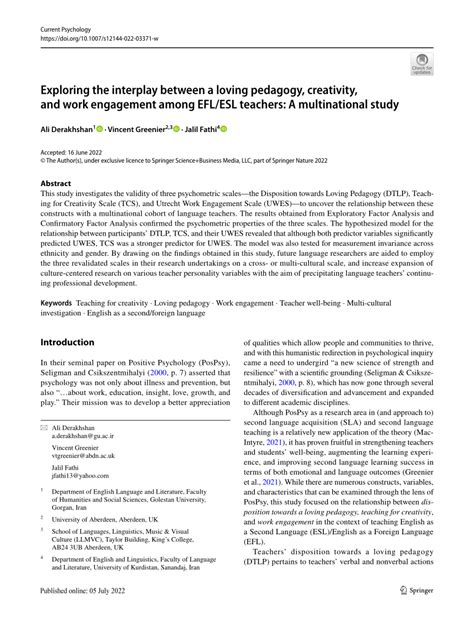 Pdf Exploring The Interplay Between A Loving Pedagogy Creativity